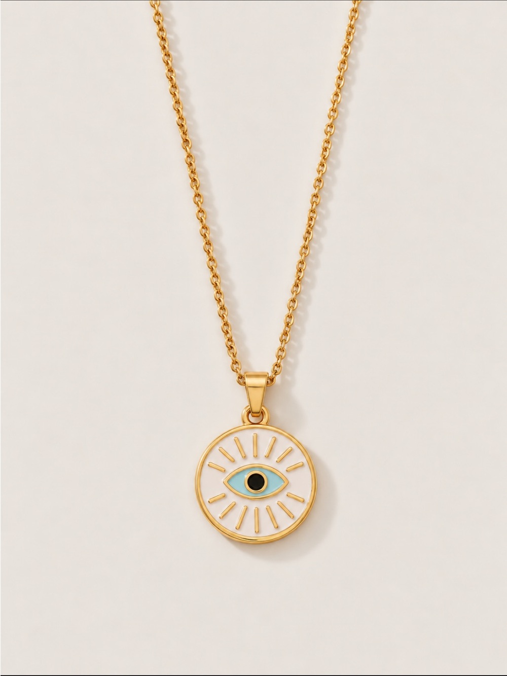 New! Gold Evil Eye Pendant Necklace NWOT